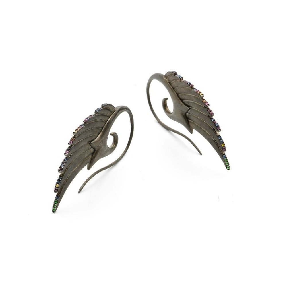 ❌SOLD!❌Noor Fares Fly Me To The Moon Wing Earrings - Picture 7 of 8